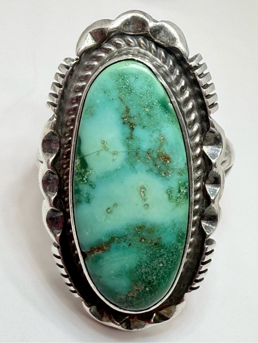 ✨ Ornate Vintage Native American Navajo Sterling Silver & Turquoise Ring ✨
